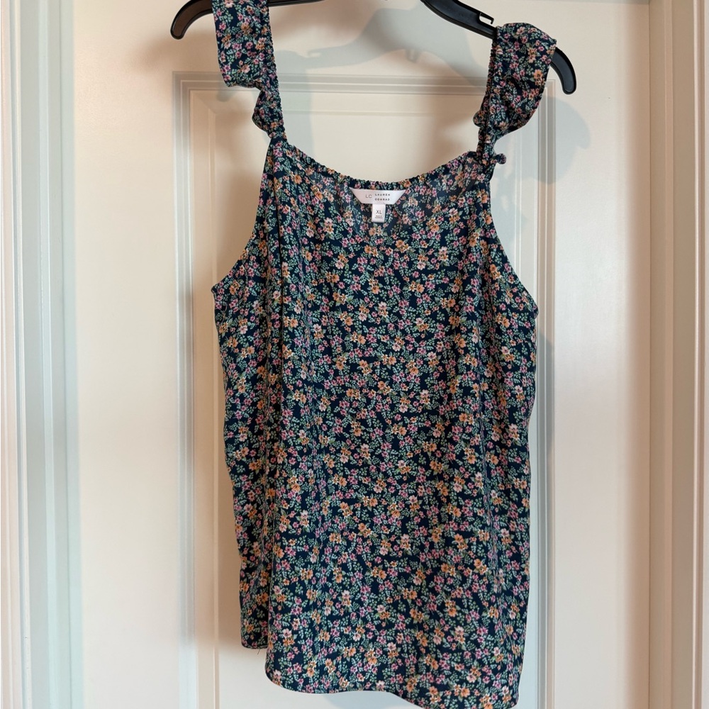 Lauren Conrad Floral Ruffle Strap Blouse